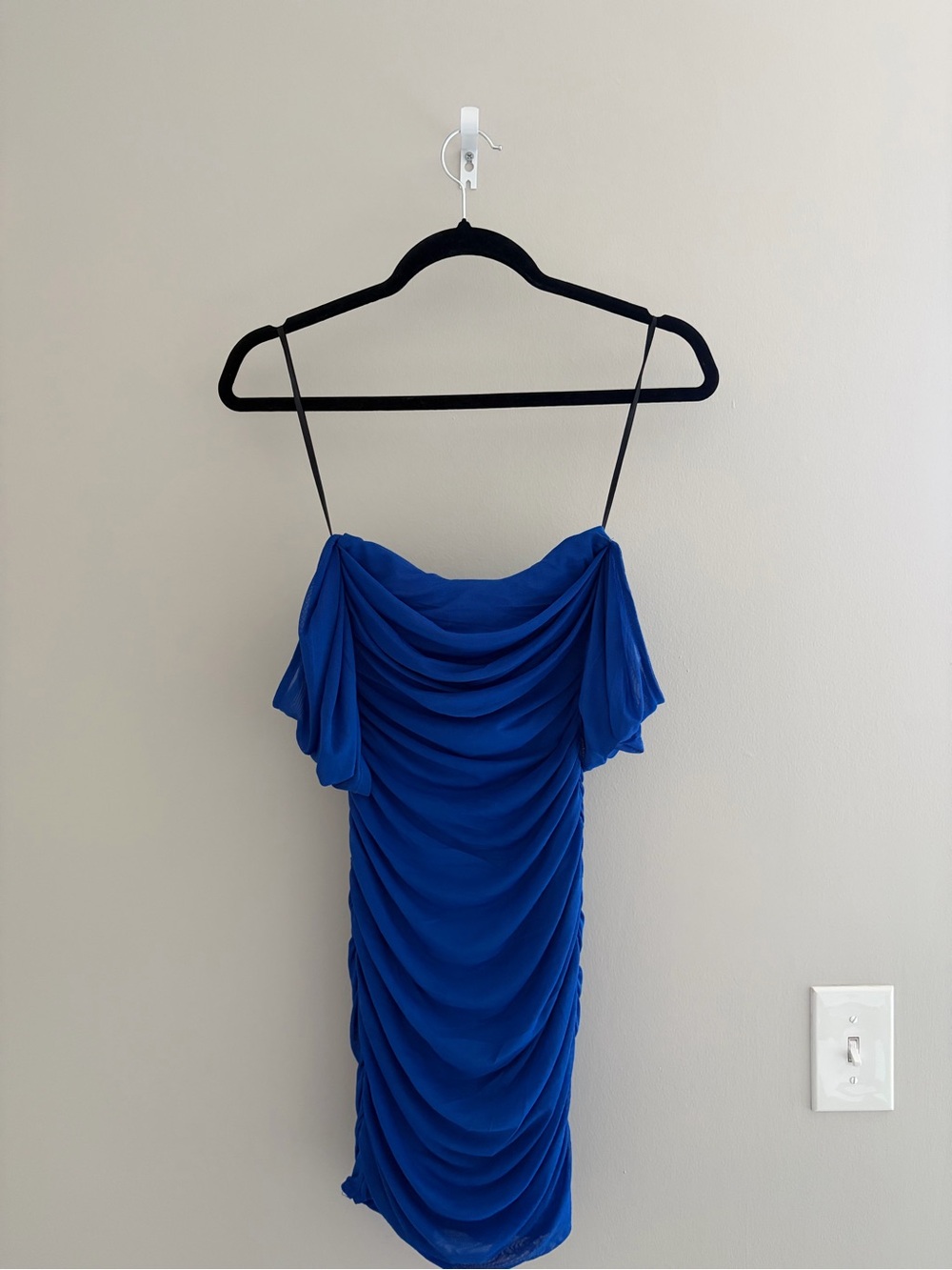 Royal Blue Ruched Strapless Dress